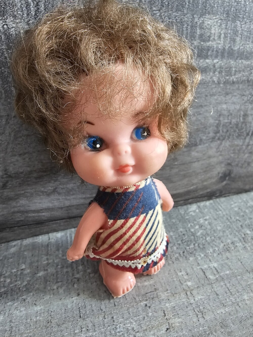 Vtg Sweet Susie Doll Brunette Dress Vinyl Plastic 1960s 5" Americana #23